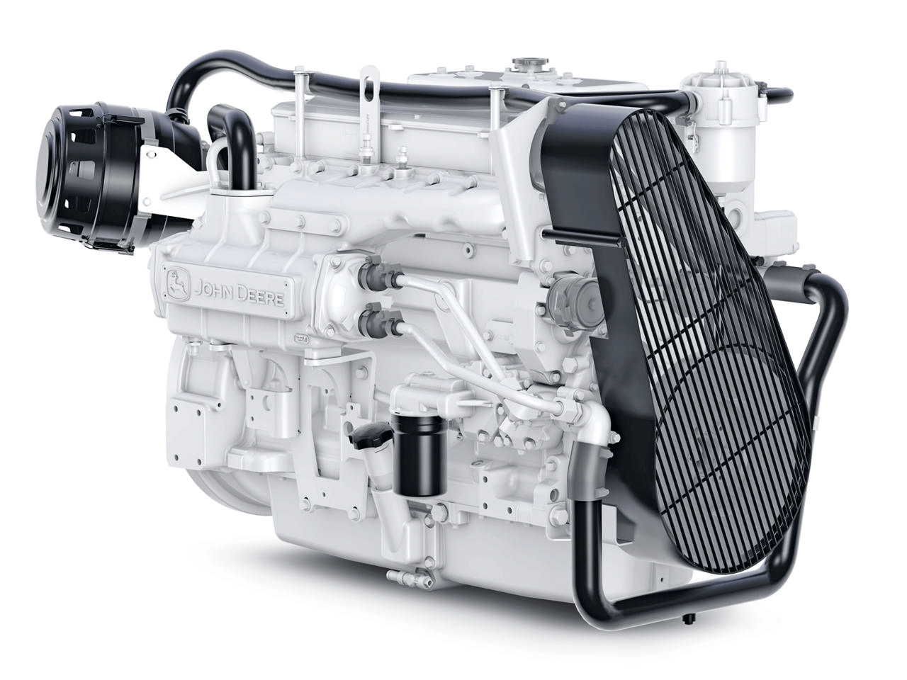 En 6068 AFM85 marinemotor fra Nogva på hvit bakgrunn