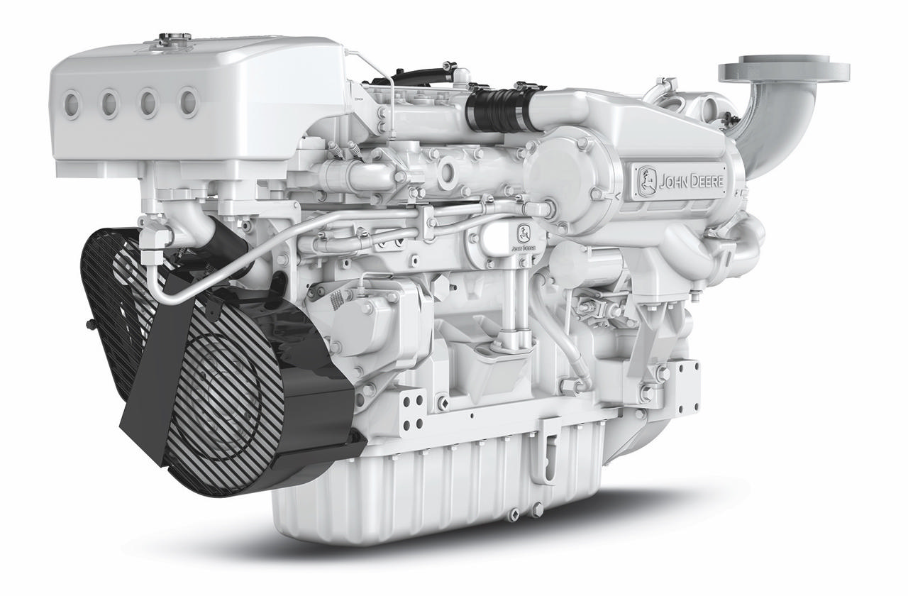 En 6090 AFM85 marinemotor fra Nogva på hvit bakgrunn