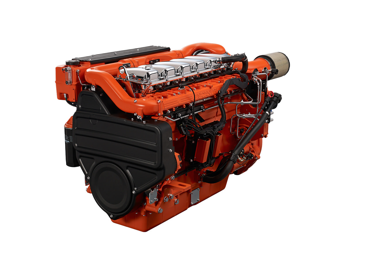 En DI13 081M marinemotor fra Nogva på hvit bakgrunn